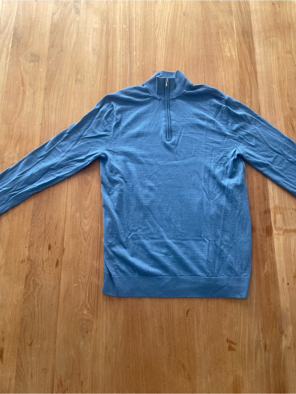 Men's Sky Blue Quarter-Zip Sweater - Merino wool